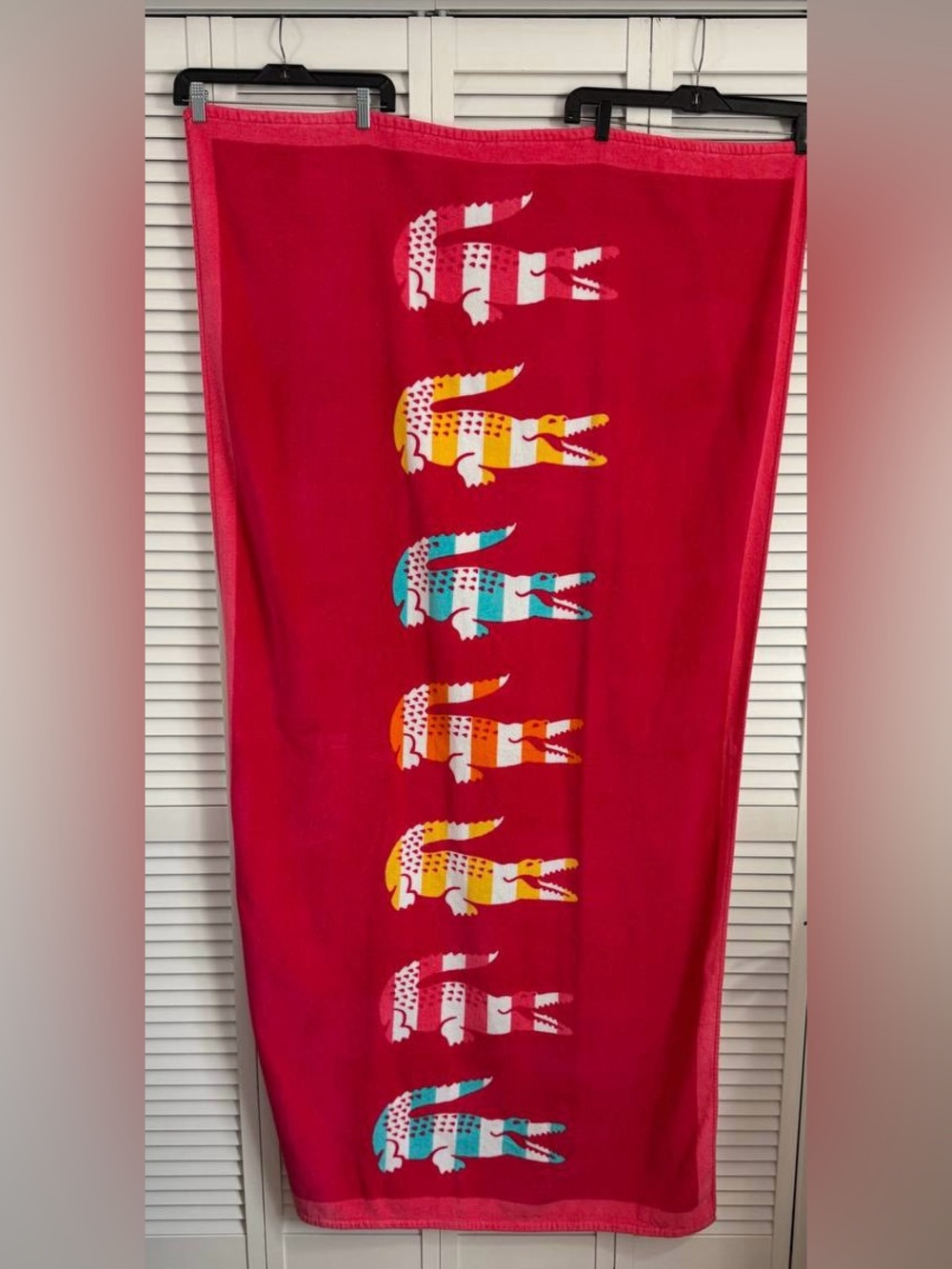 Lacoste Multi Color Beach Towel 7Crocodile Stripe Logo 34"x 68"
